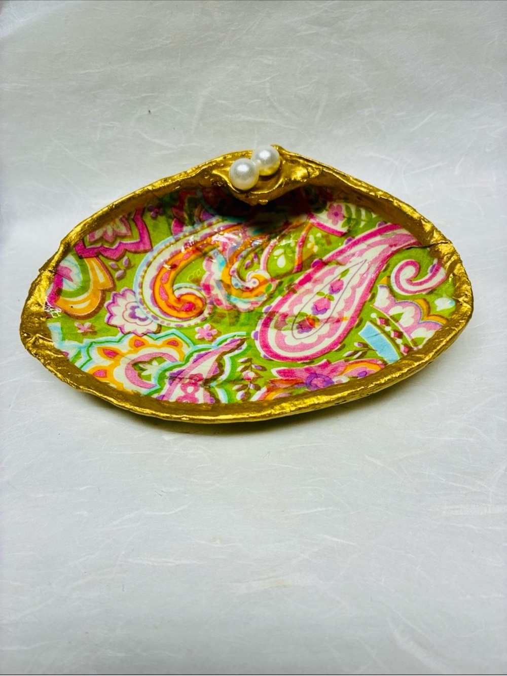 Hand Crafted  Paisley Trinket Shell Dish